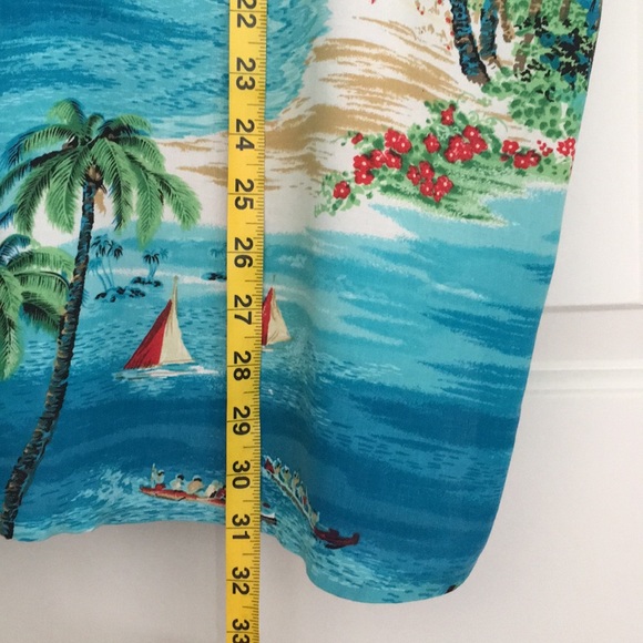 Modern Essentials Button Down Tropical Shirt 22W Blue Green Palm Short Sleeves - Picture 8 of 12